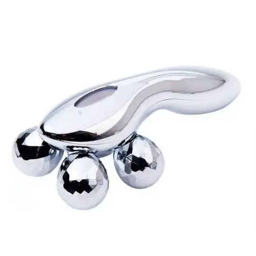 Ручной роликовый массажер для лица и тела / 4D Massager XC-119, серебристый