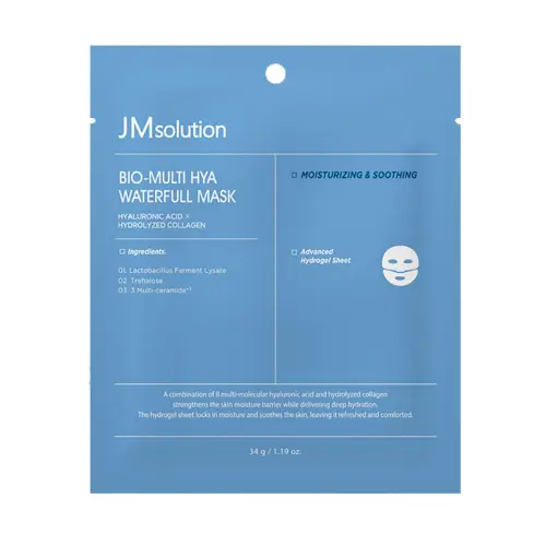 Тающая гидрогелевая маска для лица с гиалуроновой кислотой / Bio-Multi Hya Waterfull Mask, 34 г
