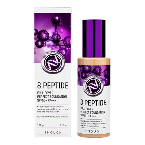 Тональная основа для лица с комплексом из 8 пептидов / 8 Peptide Full Cover Perfect Foundation SPF50+ PA+++, №23, бежевы...