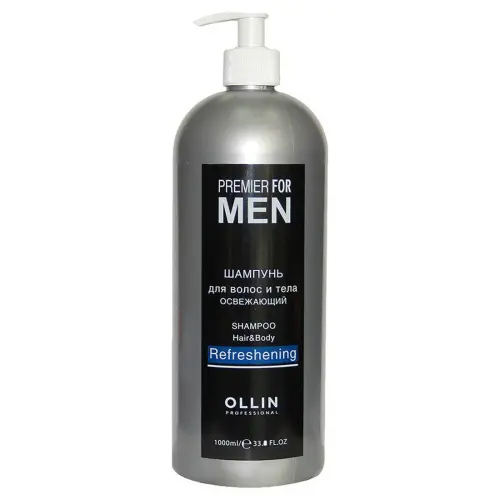 Шампунь для волос и тела мужской освежающий / Premier For Men, 1000 мл
